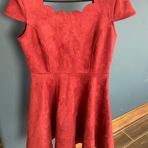 Suede red dress very soft short dress